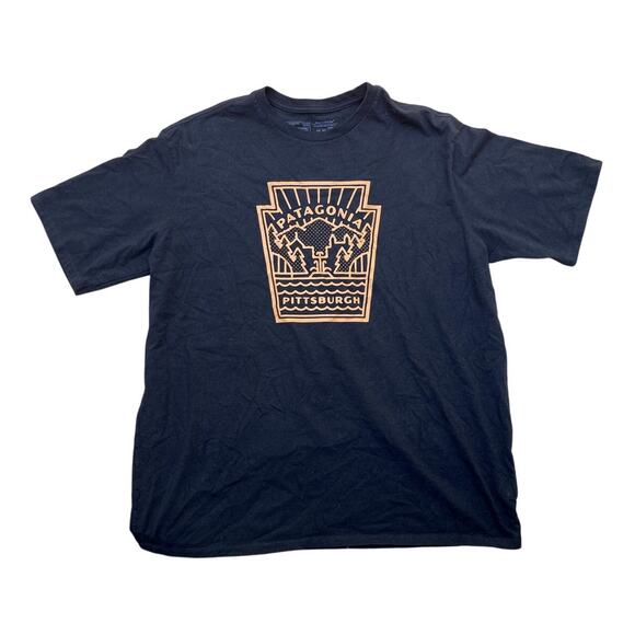 Patagonia Responsibili-tee T-Shirt Pittsburgh Black Gold Men's Size L Reg Fit - Picture 1 of 7